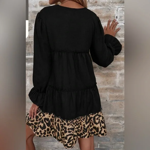 Leopard Print Ruffle Smock Dress - Picture 3 of 3